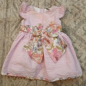 Rare Editions Baby Girls 3-6 Months Pink Striped/Flower Dress
